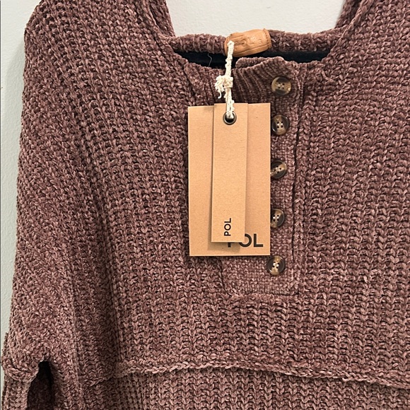 POL Chocolate Knit Crew Neck Sweater - Picture 6 of 7